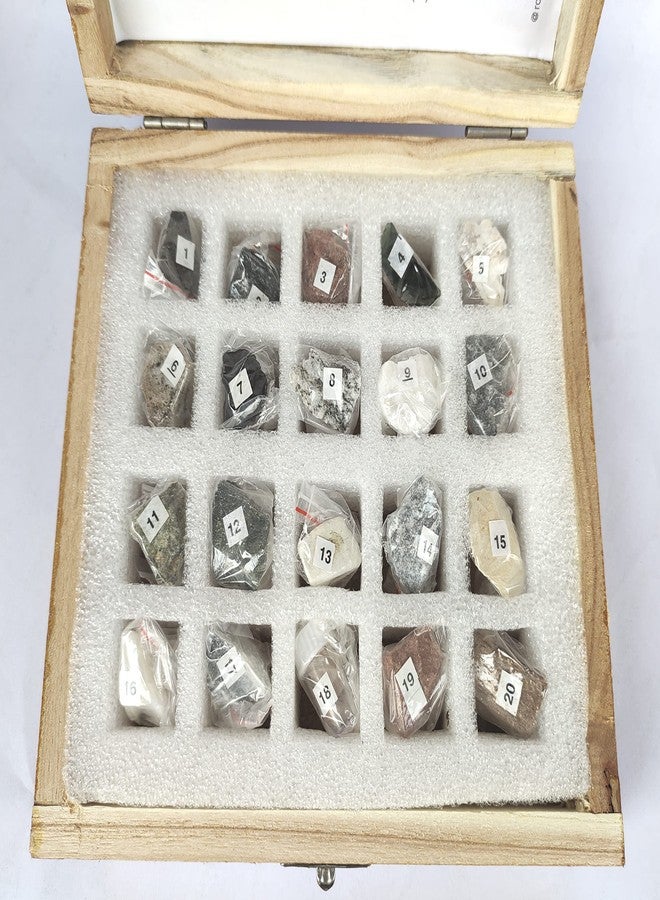 Rocksmins Collection of 20 Rocks Specimens in Wooden Box for School Education Igneous Sedimentary Metamorphic Samples Collections Introductory Activity Geology Great Educational STEM Toys for Kids - Image 4